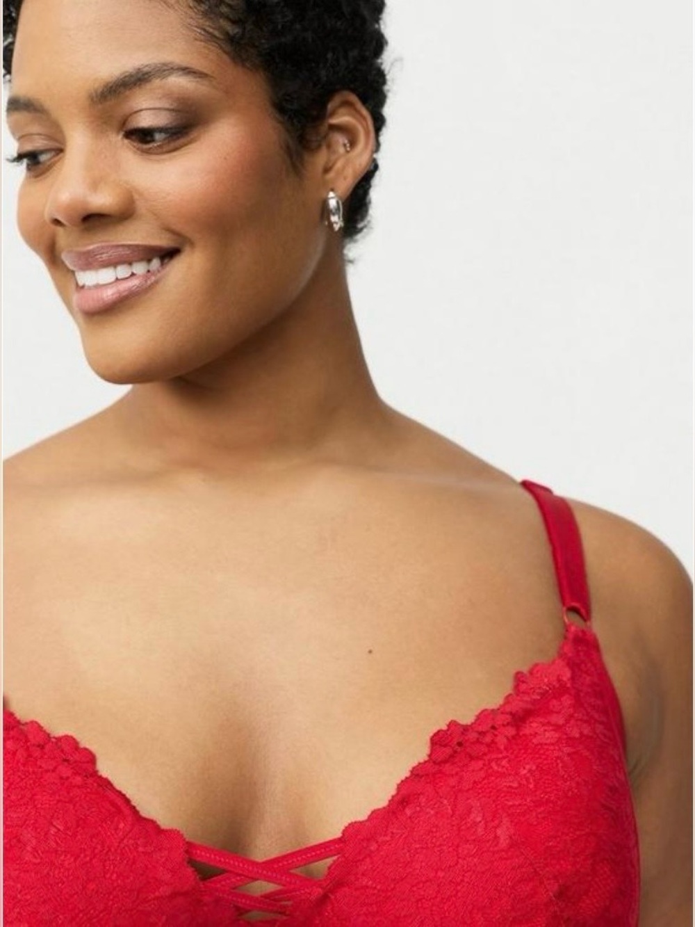 ❤️ Torrid XO Plunge Push Up Lace Bra front adjustable straps - Jester Red - 38D